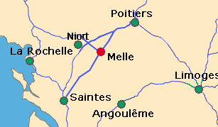 Carte régionale avec Melle