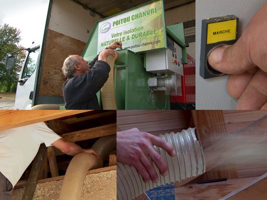 Etapes du soufflage de la laine de chanvre dans les combles